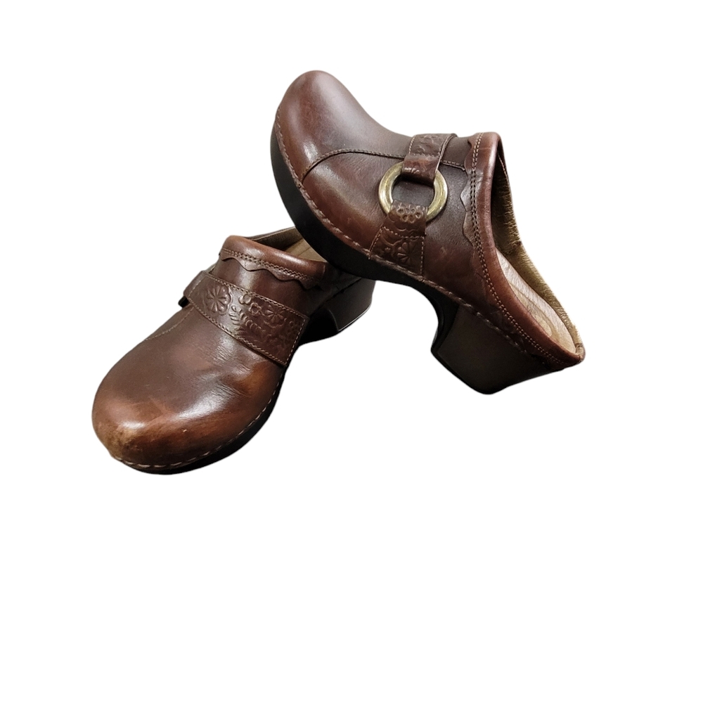 Dansko Ingrid Mule Clog Shoes Womens 39 EU 8.5 Brown Leather Embossed Never Worn - Picture 14 of 15